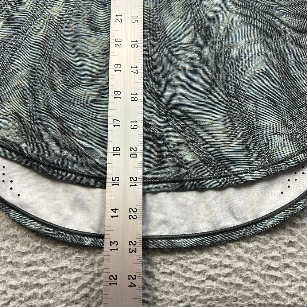 Lululemon High Neck Split Hem Run Tank Dimensional Icing Blue Mesh Top Size 4